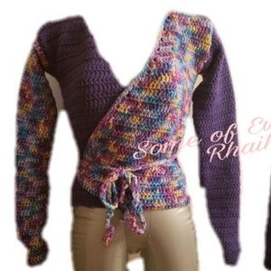 Purple/Multi Crocheted wrap sweater